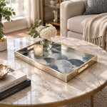 Daily Decorative Glass Serving Tray – Indigo Fan Radial - MintiHome
