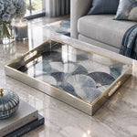 Daily Decorative Glass Serving Tray – Indigo Fan Radial - MintiHome