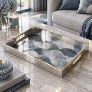 Daily Decorative Glass Serving Tray – Indigo Fan Radial - MintiHome