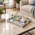 Daily Decorative Glass Serving Tray – Navy Marble Ogee - MintiHome