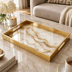 Daily Decorative Glass Serving Tray – Gilded Vein Marble glass serving tray shown in a product view.