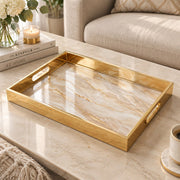 Daily Decorative Glass Serving Tray – Ivory Vein Minimal glass serving tray shown in a product view.