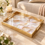 Daily Decorative Glass Serving Tray – Opaline Agate Wave glass serving tray shown in a product view.