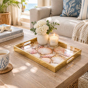 Daily Decorative Glass Serving Tray – Scallop Fan Rows glass serving tray shown in a second styled room scene.