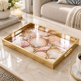 Daily Decorative Glass Serving Tray – Scallop Fan Rows glass serving tray shown in a product view.