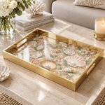 Daily Decorative Glass Serving Tray – Coastal Botanical Border glass serving tray shown in a product view.