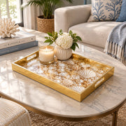 Daily Decorative Glass Serving Tray – Pearl Tide Cluster glass serving tray shown in a second styled room scene.