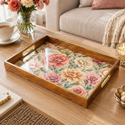 Wedding Decorative Glass Serving Tray – Ruffled Carnation Repeat glass serving tray shown in a product view.