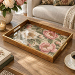 Wedding Decorative Glass Serving Tray – Peony Stamen Study glass serving tray shown in a product view.