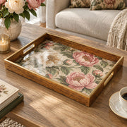 Wedding Decorative Glass Serving Tray – Peony Stamen Study glass serving tray shown in a product view.