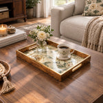Wedding Decorative Glass Serving Tray – Airy Peony Scatter glass serving tray shown in a second styled room scene.