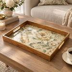 Wedding Decorative Glass Serving Tray – Airy Peony Scatter glass serving tray shown in a product view.