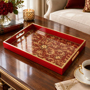 Wedding Decorative Glass Serving Tray – Baroque Damask Medallion glass serving tray shown in a product view.