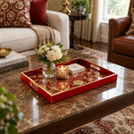 Wedding Decorative Glass Serving Tray – Petite Blossom Damask glass serving tray shown in a second styled room scene.