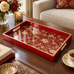 Wedding Decorative Glass Serving Tray – Petite Blossom Damask glass serving tray shown in a product view.