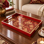 Wedding Decorative Glass Serving Tray – Trailing Peony Vine glass serving tray shown in a product view.