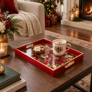 Wedding Decorative Glass Serving Tray – Jeweled Rose Heirloom glass serving tray shown in a first styled room scene.