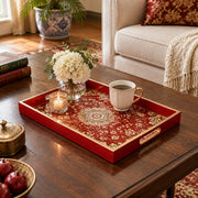 Wedding Decorative Glass Serving Tray – Calico Blossom Damask glass serving tray shown in a second styled room scene.