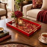 Wedding Decorative Glass Serving Tray – Chintz Peony Garden glass serving tray shown in a first styled room scene.