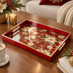 Wedding Decorative Glass Serving Tray – Winter Poinsettia Cluster glass serving tray shown in a product view.