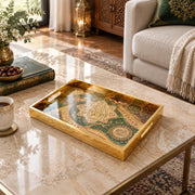 Ramadan Decorative Glass Serving Tray – Eight Point Star Medallion glass serving tray shown in a second styled room scene.
