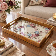 Daily Decorative Glass Serving Tray – Pink Floral Panel glass serving tray shown in a product view.