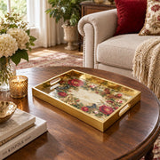 Valentine's Day Decorative Glass Serving Tray – Rose Trellis Bloom glass serving tray shown in a second styled room scene.