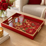 Valentine's Day Decorative Glass Serving Tray – Crimson Rose Allover glass serving tray shown in a product view.