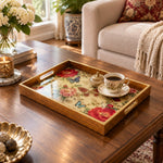 Valentine's Day Decorative Glass Serving Tray – Butterfly Rose Bloom glass serving tray shown in a second styled room scene.