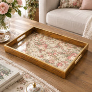 Valentine's Day Decorative Glass Serving Tray – Lace Rose Chintz glass serving tray shown in a product view.