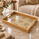Valentine's Day Decorative Glass Serving Tray – Rose Trellis Lattice glass serving tray shown in a product view.