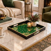 Ramadan Decorative Glass Serving Tray – Emerald Star Scatter glass serving tray shown in a second styled room scene.