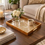 Ramadan Decorative Glass Serving Tray – Cream Baroque Gold Medallion - MintiHome
