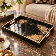Ramadan Decorative Glass Serving Tray – Black Gold Baroque Corners - MintiHome