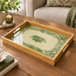 Valentine's Day Decorative Glass Serving Tray – Scroll Frame Rose - MintiHome