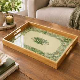 Valentine's Day Decorative Glass Serving Tray – Scroll Frame Rose - MintiHome