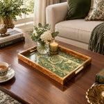 Valentine's Day Decorative Glass Serving Tray – Banded Scroll Rose - MintiHome