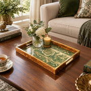 Valentine's Day Decorative Glass Serving Tray – Banded Scroll Rose - MintiHome