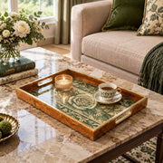 Valentine's Day Decorative Glass Serving Tray – Banded Scroll Rose - MintiHome