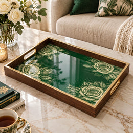Valentine's Day Decorative Glass Serving Tray – Corner Rose Radiant - MintiHome