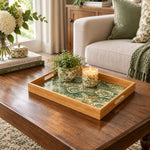 Valentine's Day Decorative Glass Serving Tray – Rose Damask Allover - MintiHome