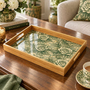 Valentine's Day Decorative Glass Serving Tray – Rose Damask Allover - MintiHome