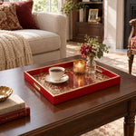 Valentine's Day Decorative Glass Serving Tray – Crimson Acanthus Frame - MintiHome