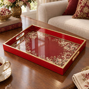 Valentine's Day Decorative Glass Serving Tray – Crimson Acanthus Frame - MintiHome