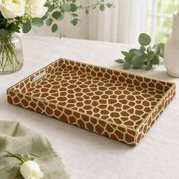 Giraffe Print Plastic Serving Tray – Full Print Border full-print plastic serving tray shown in a product view.