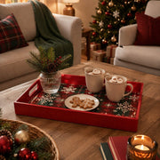Gold Snowflake Plaid Plastic Serving Tray – Christmas Trees - MintiHome