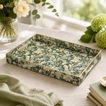 Green Gold Acanthus Plastic Serving Tray – Full Print Border full-print plastic serving tray shown in a product view.