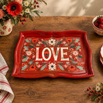 Valentine's Day Decorative Serving Tray – Rust Folk Bloom Love - MintiHome