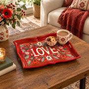 Valentine's Day Decorative Serving Tray – Rust Folk Bloom Love - MintiHome