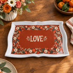 Valentine's Day Decorative Serving Tray – Folk Floral Border Frame - MintiHome